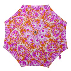 Mazipoodles Love Flowers - Orange Pink White Hook Handle Umbrellas (large) by Mazipoodles