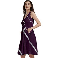 Purple Abstract Background, Luxury Purple Background Sleeveless V-neck Skater Dress With Pockets by nateshop