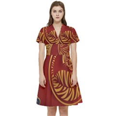 Holiday, Chinese New Year, Year Of The Tiger Short Sleeve Waist Detail Dress by nateshop
