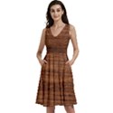 Brown Wooden Texture Sleeveless V-Neck Skater Dress with Pockets View1