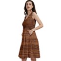 Brown Wooden Texture Sleeveless V-Neck Skater Dress with Pockets View2