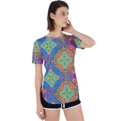Colorful Floral Ornament, Floral Patterns Perpetual Short Sleeve T-shirt by nateshop