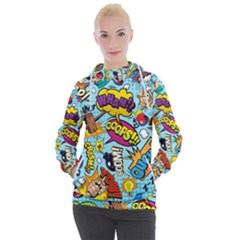 Graffiti Word Seamless Pattern Women s Hooded Pullover by Bedest