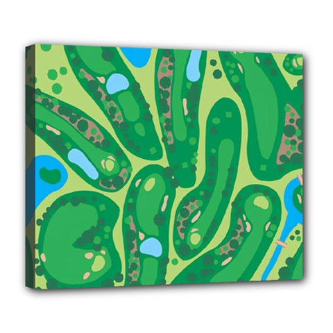 Golf Course Par Golf Course Green Deluxe Canvas 24  X 20  (stretched) by Cemarart