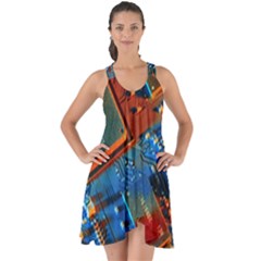 Gray Circuit Board Electronics Electronic Components Microprocessor Show Some Back Chiffon Dress by Cemarart