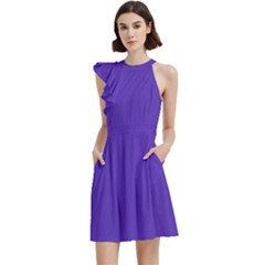 Ultra Violet Purple Cocktail Party Halter Sleeveless Dress With Pockets by bruzer