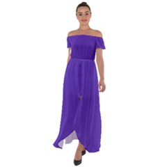 Ultra Violet Purple Off Shoulder Open Front Chiffon Dress by bruzer