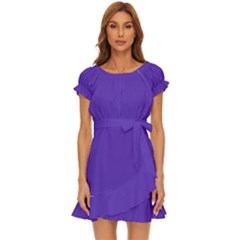 Ultra Violet Purple Puff Sleeve Frill Dress by bruzer