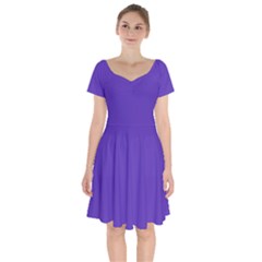Ultra Violet Purple Short Sleeve Bardot Dress by Patternsandcolors