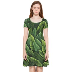 Green Leaves Inside Out Cap Sleeve Dress by goljakoff