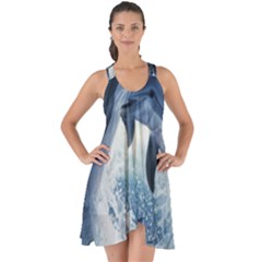 Dolphins Sea Ocean Water Show Some Back Chiffon Dress by Cemarart