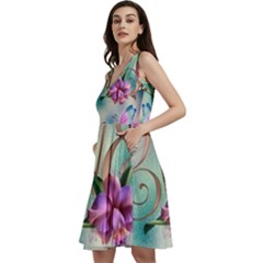 Love Amour Butterfly Colors Flowers Text Sleeveless V-neck Skater Dress With Pockets by Grandong
