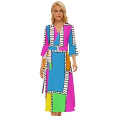 Shapes Texture Colorful Cartoon Midsummer Wrap Dress by Cemarart