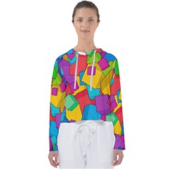 Abstract Cube Colorful  3d Square Pattern Women s Slouchy Sweat by Cemarart