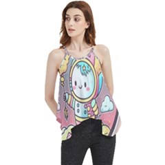 Boy Astronaut Cotton Candy Childhood Fantasy Tale Literature Planet Universe Kawaii Nature Cute Clou Flowy Camisole Tank Top by Maspions