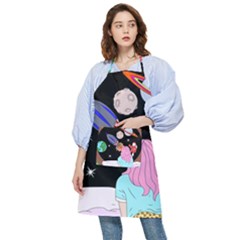 Girl Bed Space Planets Spaceship Rocket Astronaut Galaxy Universe Cosmos Woman Dream Imagination Bed Pocket Apron by Maspions