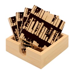 Books Bookshelves Library Fantasy Apothecary Book Nook Literature Study Bamboo Coaster Set by Grandong