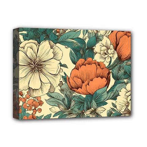Flowers Pattern Texture Art Colorful Nature Painting Surface Vintage Deluxe Canvas 16  X 12  (stretched)  by Maspions
