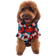 Red Poppies Flowers Art Nature Pattern Dog Coat by Maspions
