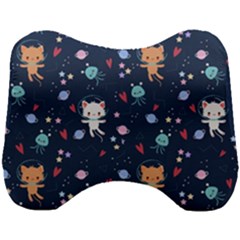 Cute Astronaut Cat With Star Galaxy Elements Seamless Pattern Head Support Cushion by Apen