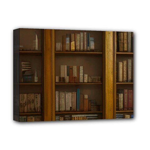 Books Book Shelf Shelves Knowledge Book Cover Gothic Old Ornate Library Deluxe Canvas 16  X 12  (stretched)  by Maspions