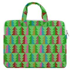 Trees Pattern Retro Pink Red Yellow Holidays Advent Christmas Macbook Pro 16  Double Pocket Laptop Bag  by Maspions