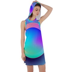 Circle Colorful Rainbow Spectrum Button Gradient Racer Back Hoodie Dress by Maspions