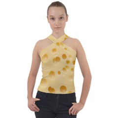 Cheese Texture, Yellow Cheese Background Cross Neck Velour Top by nateshop