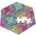 Colorful Floral Ornament, Floral Patterns Wooden Puzzle Hexagon View2