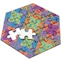 Colorful Floral Ornament, Floral Patterns Wooden Puzzle Hexagon View3