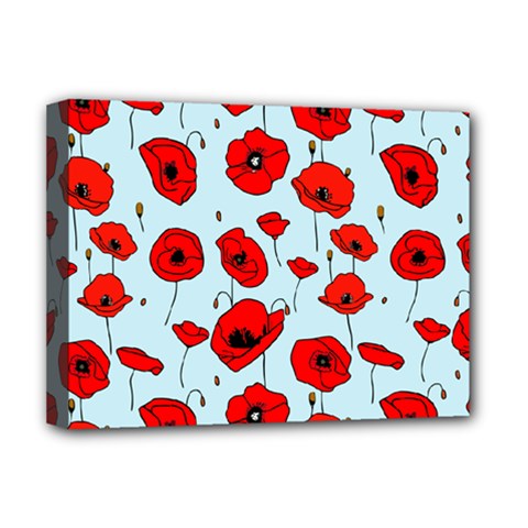Poppies Flowers Red Seamless Pattern Deluxe Canvas 16  X 12  (stretched)  by Maspions