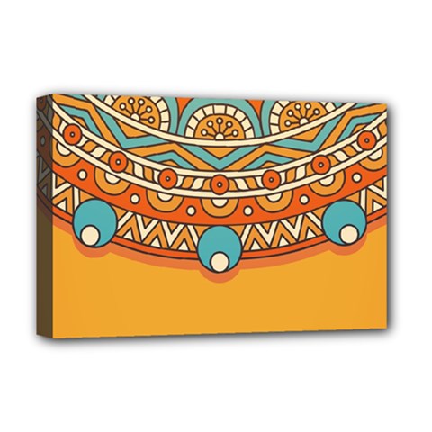 Mandala Orange Deluxe Canvas 18  X 12  (stretched) by goljakoff