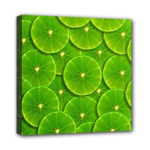 Lime Textures Macro, Tropical Fruits, Citrus Fruits, Green Lemon Texture Mini Canvas 8  X 8  (stretched) by nateshop