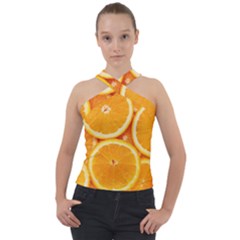 Oranges Textures, Close-up, Tropical Fruits, Citrus Fruits, Fruits Cross Neck Velour Top by nateshop