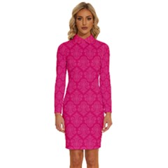 Pink Pattern, Abstract, Background, Bright, Desenho Long Sleeve Shirt Collar Bodycon Dress by nateshop