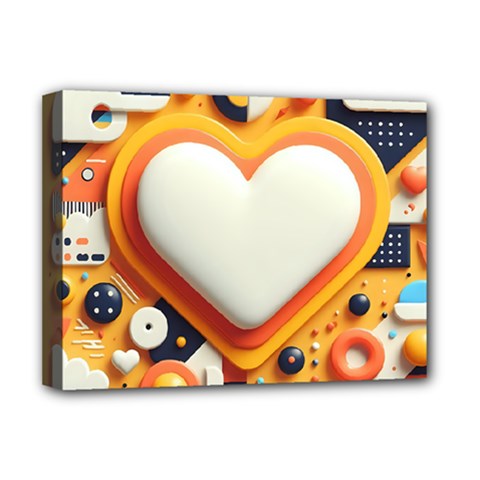 Valentine s Day Design Heart Love Poster Decor Romance Postcard Youth Fun Deluxe Canvas 16  X 12  (stretched)  by Maspions