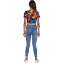 Hibiscus Flowers Colorful Vibrant Tropical Garden Bright Saturated Nature Short Sleeve Square Neckline Crop Top  View4