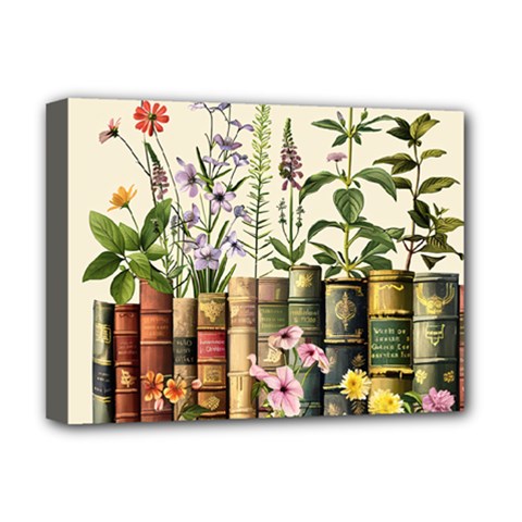 Books Flowers Book Flower Flora Floral Deluxe Canvas 16  X 12  (stretched)  by Maspions