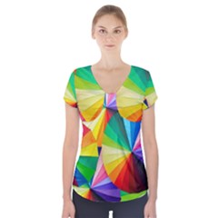 Bring Colors To Your Day Short Sleeve Front Detail Top by elizah032470