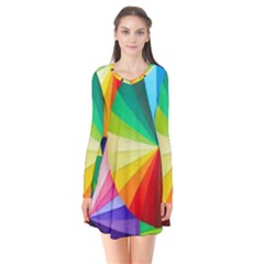 Bring Colors To Your Day Long Sleeve V-neck Flare Dress by elizah032470