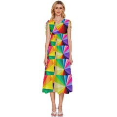 Bring Colors To Your Day V-neck Drawstring Shoulder Sleeveless Maxi Dress by elizah032470