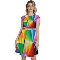 Bring Colors To Your Day Cap Sleeve High Waist Dress by elizah032470