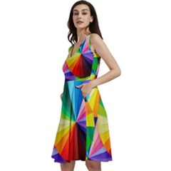Bring Colors To Your Day Sleeveless V-neck Skater Dress With Pockets by elizah032470