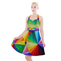Bring Colors To Your Day Halter Party Swing Dress  by elizah032470