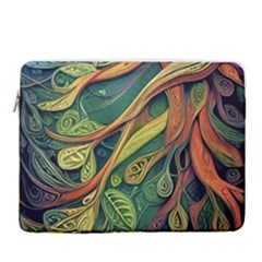 Outdoors Night Setting Scene Forest Woods Light Moonlight Nature Wilderness Leaves Branches Abstract 16  Vertical Laptop Sleeve Case With Pocket by Posterlux