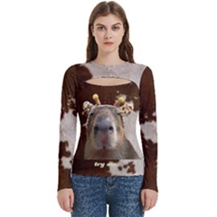 Try Me Cow Women s Cut Out Long Sleeve T-shirt by Skittledust