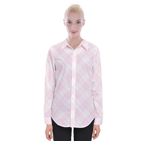 Pink Plaid Womens Long Sleeve Shirt by Skittledust