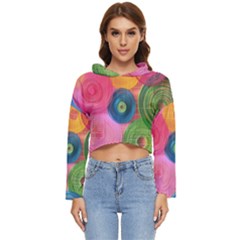 Colorful Abstract Patterns Women s Lightweight Cropped Hoodie by Maspions