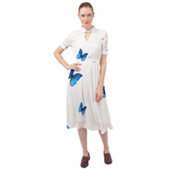 Butterfly-blue-phengaris Keyhole Neckline Chiffon Dress by saad11