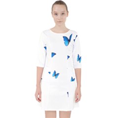 Butterfly-blue-phengaris Quarter Sleeve Pocket Dress by saad11